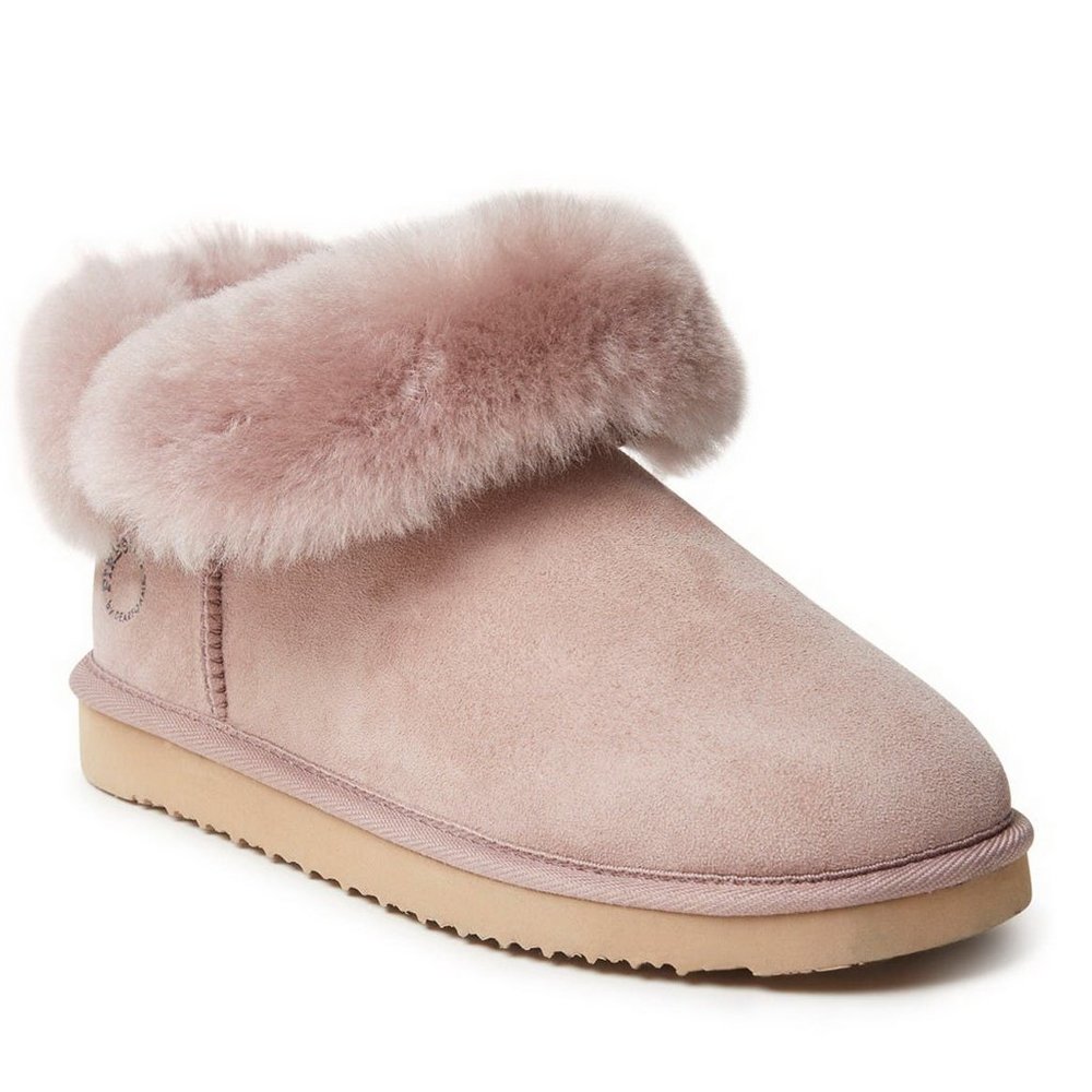 NEW Fireside By Dearfoams Genuine Shearling Boots, Dusty Pink, US 9